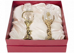 Набор бокалов для шампанского "Ангел и павлин" в картонном коробе