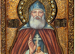 Живописная икона "Преподобный Илия Муромец, Печерский"