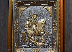 Икона "Святой Георгий Победоносец" с золочением