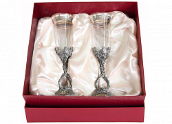 Набор бокалов для шампанского "Виноградная лоза" (декор "Флора") в картонном коробе
