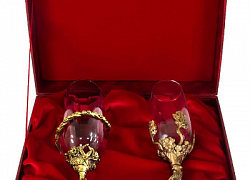 Набор бокалов для шампанского "Ангел и павлин" в подарочном коробе из бумвинила